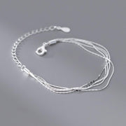 Sterling Silver Bamboo Chain Bracelet – Minimalist S925 Multi-Layer Silk Texture Bracelet