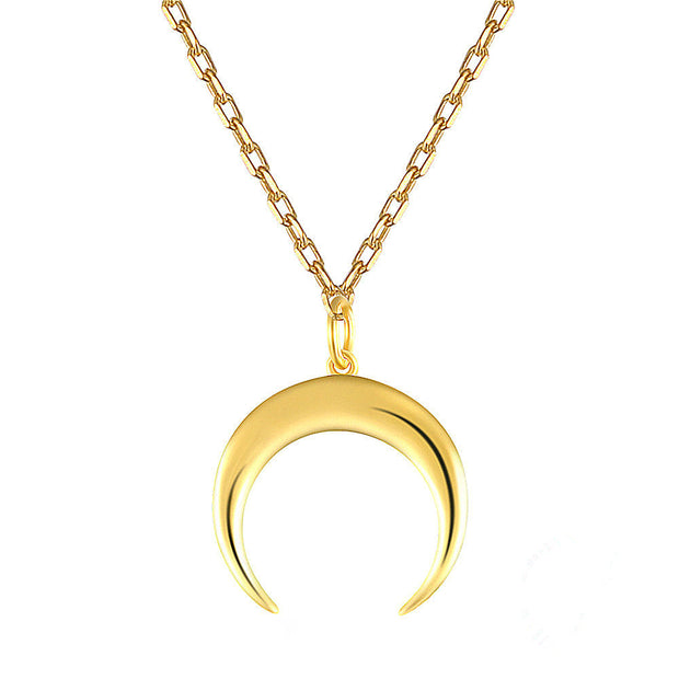 Sterling Silver Moon Pendant Necklace – 18K Gold-Plated