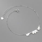 925 Sterling Silver Minimalist Three Elephant Gold-Plated Anklet