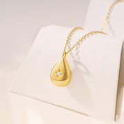 Sterling Silver Water Drop Star Necklace – Gold-Plated Minimalist Jewelry for Women