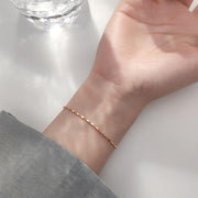 925 Sterling Silver Square Link Bracelet – Minimalist Gold Plated Fashion Jewelry