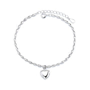 925 Sterling Silver Minimalist Love Heart Charm Bracelet