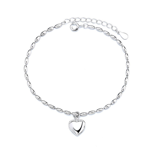 925 Sterling Silver Minimalist Love Heart Charm Bracelet