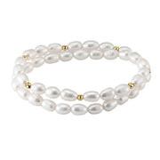 925 Sterling Silver Natural Freshwater Pearl Gold-Plated Bracelet