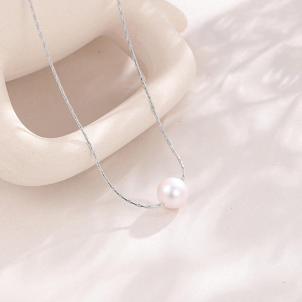 Sterling Silver Pearl Necklace Jewelry – 925 Sterling Silver Gold Plated Chain with Pearl Pendant