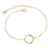 925 Sterling Silver Gold-Plated Circle Ring Pendant Bracelet