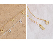 925 Sterling Silver 'Love' Letter Necklace with Gold Plated Chain