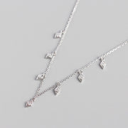 925 Sterling Silver Minimalist Single CZ Stone Dangling Pendant Necklace