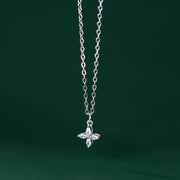 Clover Charm: 925 Silver Four-Petal Flower Necklace with Zircon Pendant