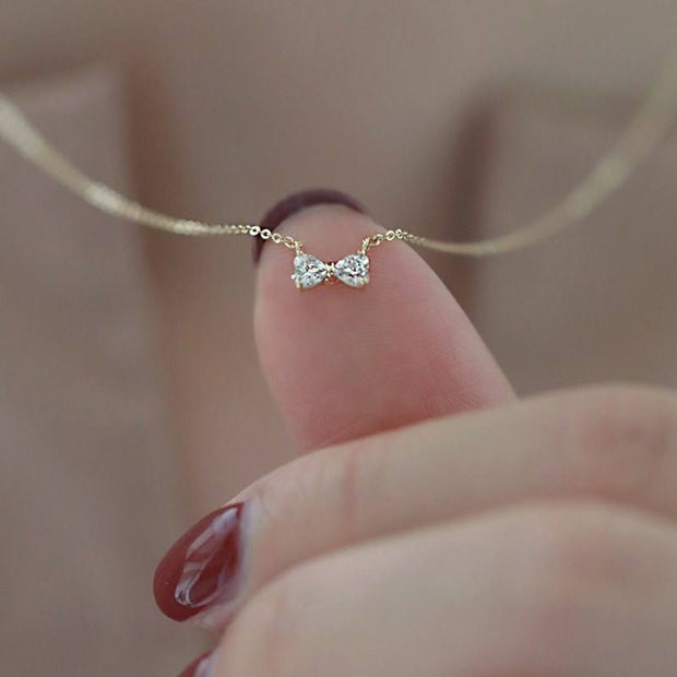 Sterling Silver Bow Knot Necklace – Gold-Plated Minimalist Jewelry for Women