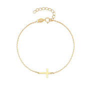 Fine Jewelry 925 Sterling Silver Friendship Bracelet with Minimalist Cross