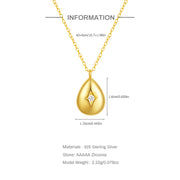 Sterling Silver Water Drop Star Necklace – Gold-Plated Minimalist Jewelry for Women