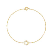 925 Sterling Silver Circle Bracelet – Round Diamond Zircon Gold-Plated Bracelet