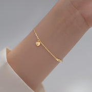 925 Sterling Silver "You & I" Love Heart and Pin Charm Gold-Plated Bracelet for Women