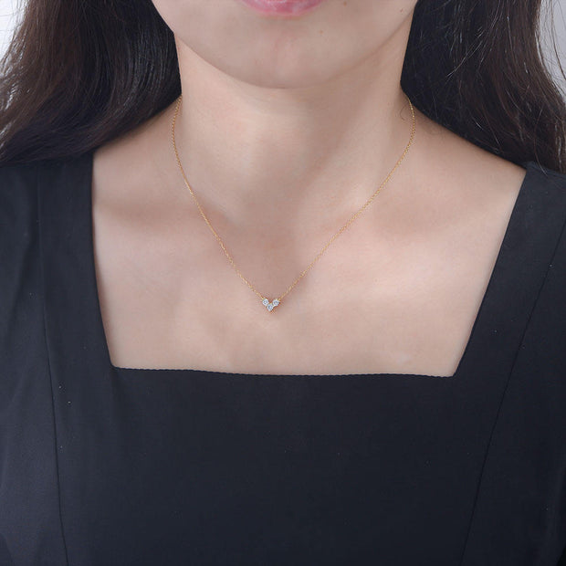 Minimalist Love: 925 Sterling Silver Heart Necklace with Zircon Accents