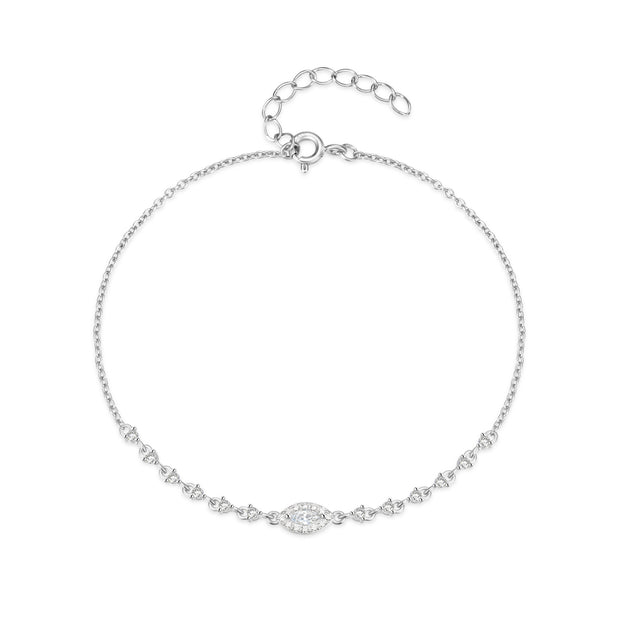 925 Silver Chain Bracelet for Women, 18K Gold-Plated Sterling Silver with Diamond Accents