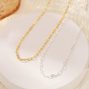 925 Sterling Silver Cross Paper Clip Chain Necklace