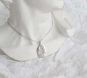 Elegant Rose: 925 Sterling Silver Geometric Rose Coin Necklace