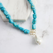 925 Sterling Silver Natural Gemstone Turquoise Beaded Necklace