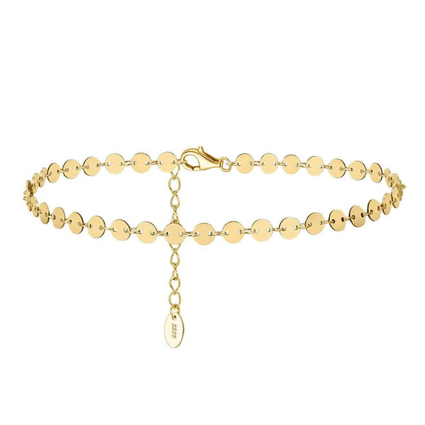 925 Silver Plain Disc Chain Anklet