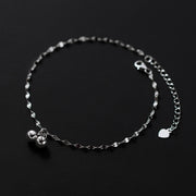 925 Sterling Silver Minimalist Double Round Bead Bells Anklet for Women