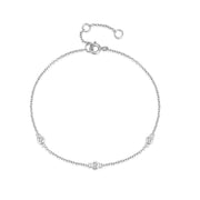 Sterling Silver Minimalist Charm Bracelet – Gold-Plated with Three Zircon Diamonds