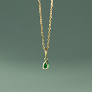 Dewdrop Delight: 925 Silver Water Drop-Shaped Green Zircon Pendant Necklace