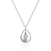 Sterling Silver Water Drop Star Necklace – Gold-Plated Minimalist Jewelry for Women