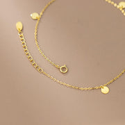 925 Sterling Silver Minimalist Plain Round Disc Gold-Plated Anklet