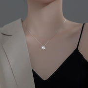 Sparkling Snowflake: 925 Silver Diamond Pendant Necklace