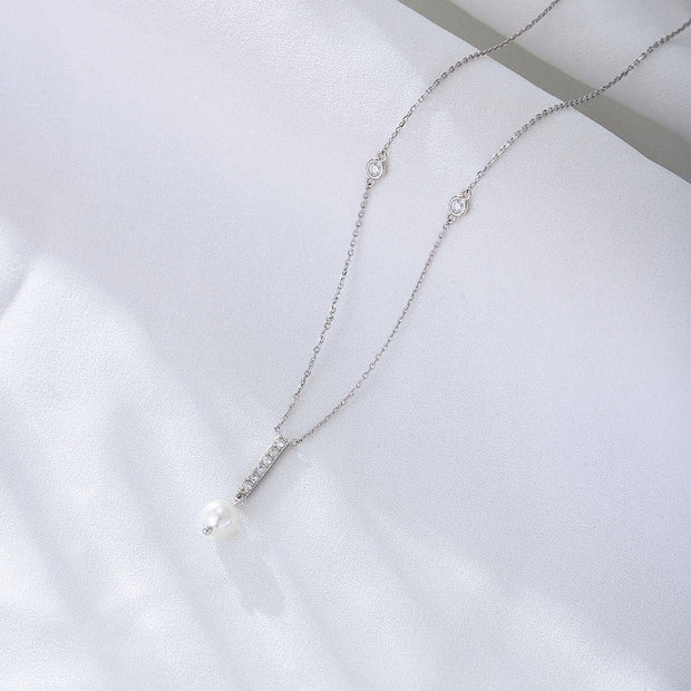 Pearl Radiance: 925 Silver Single Pearl Necklace