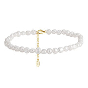 925 Sterling Silver Beach Anklet with White Freshwater Pearls