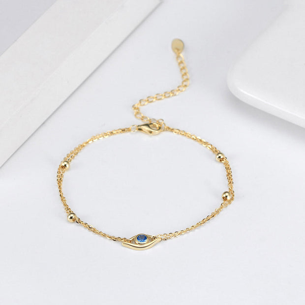 925 Silver Bracelet for Women – 925 Sterling Silver Blue Eye Zircon Two-Layer Bracelet