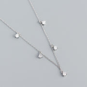 925 Sterling Silver 5 Stone White CZ Diamond Dangling Necklace