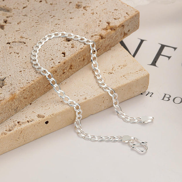 Sterling Silver Minimalist Cuban Curb Link Bracelet