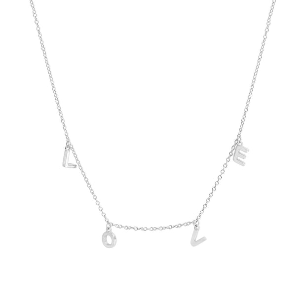 925 Sterling Silver 'Love' Letter Necklace with Gold Plated Chain