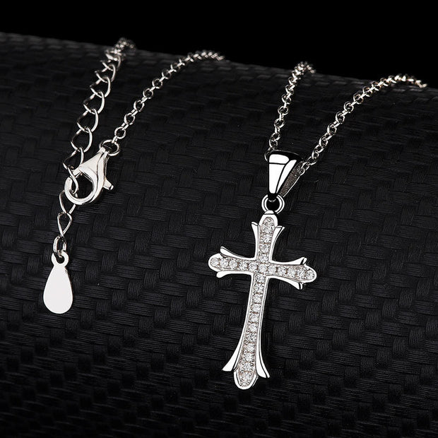 925 Silver Cross Pendant Necklace for Women