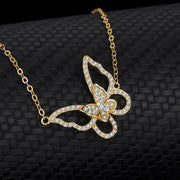 925 Sterling Silver Butterfly Necklace with Gold Plated Chain for Women