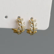 Sterling Silver Olive Leaf Hoop Earrings – Elegant Gold-Plated Design