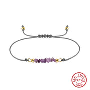 Sterling Silver Natural Gemstones Thread String Bracelet