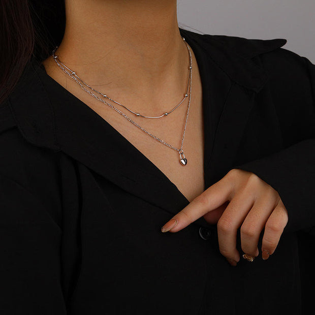 Chic Lock Pendant Necklace: 925 Sterling Silver with Gold Plated Chain