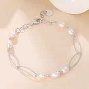 925 Sterling Silver Baroque Pearl Bracelet for Women – Elegant Gold-Plated Chain Jewelry