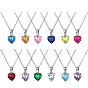 Forever Love: 925 Sterling Silver Heart Birthstone Pendant Necklace