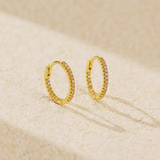 Sterling Silver CZ Zircon Hoop Earrings – Gold-Plated