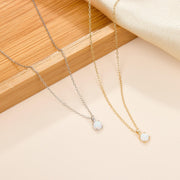 925 Silver Necklace, 925 Sterling Silver Small Opal Pendant Necklace, Gold Plated Necklace for Women