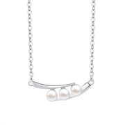 925 Sterling Silver Triple Pearl Necklace