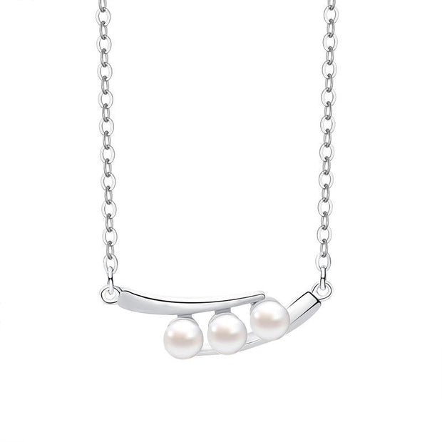 925 Sterling Silver Triple Pearl Necklace