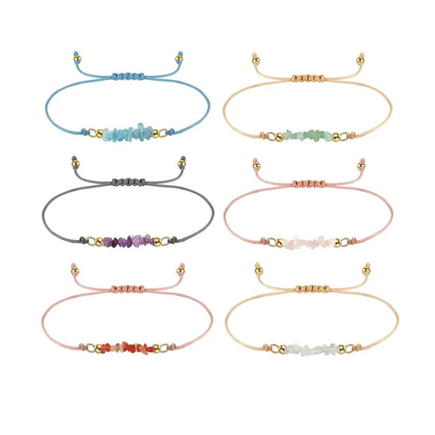 Sterling Silver Natural Gemstones Thread String Bracelet