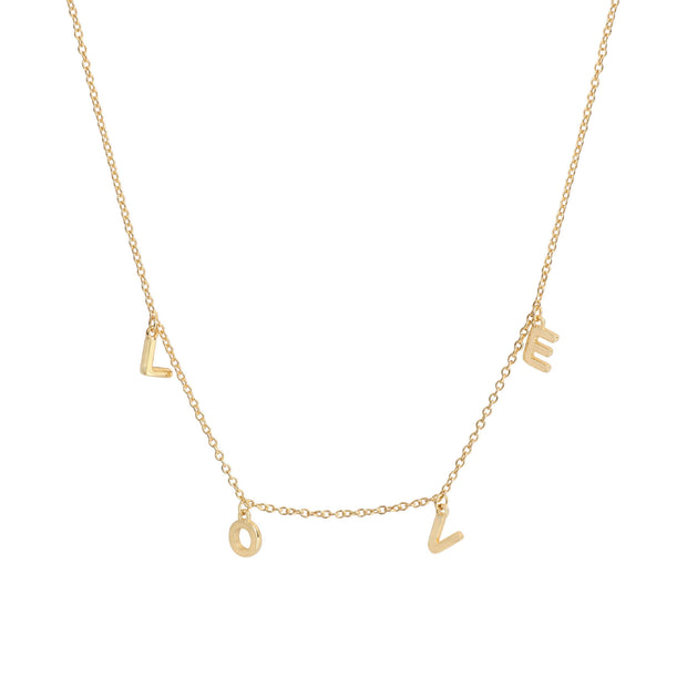 925 Sterling Silver 'Love' Letter Necklace with Gold Plated Chain