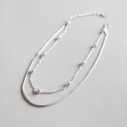 925 Sterling Silver Ball Bead Double Chains Anklets